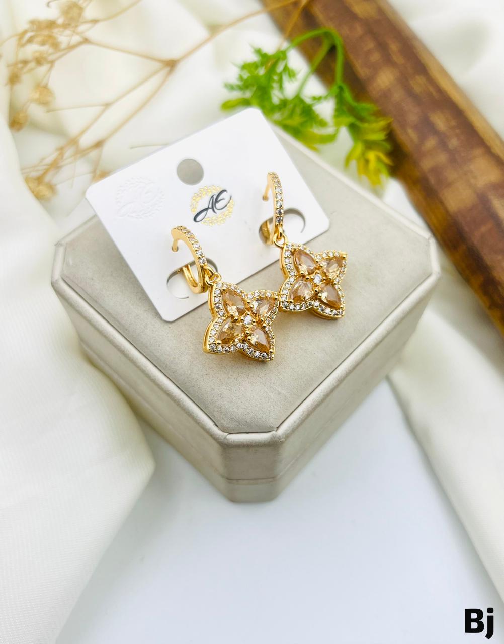 Delicate Micro Zircon Balli Style Stud Earrings
