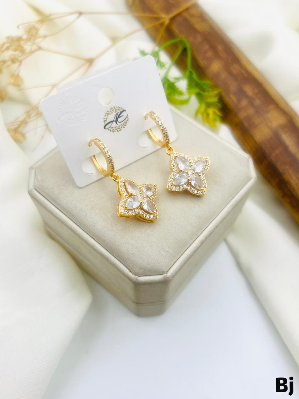 Delicate Micro Zircon Balli Style Stud Earrings