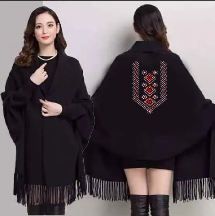 Women's Bat-Wing Style Printed Fleece Shawl Collection