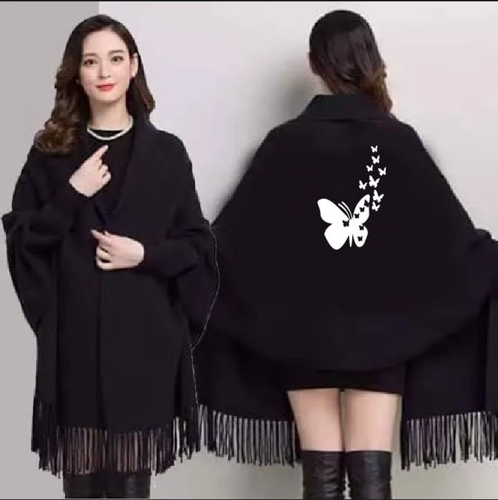 Women's Bat-Wing Style Printed Fleece Shawl Collection